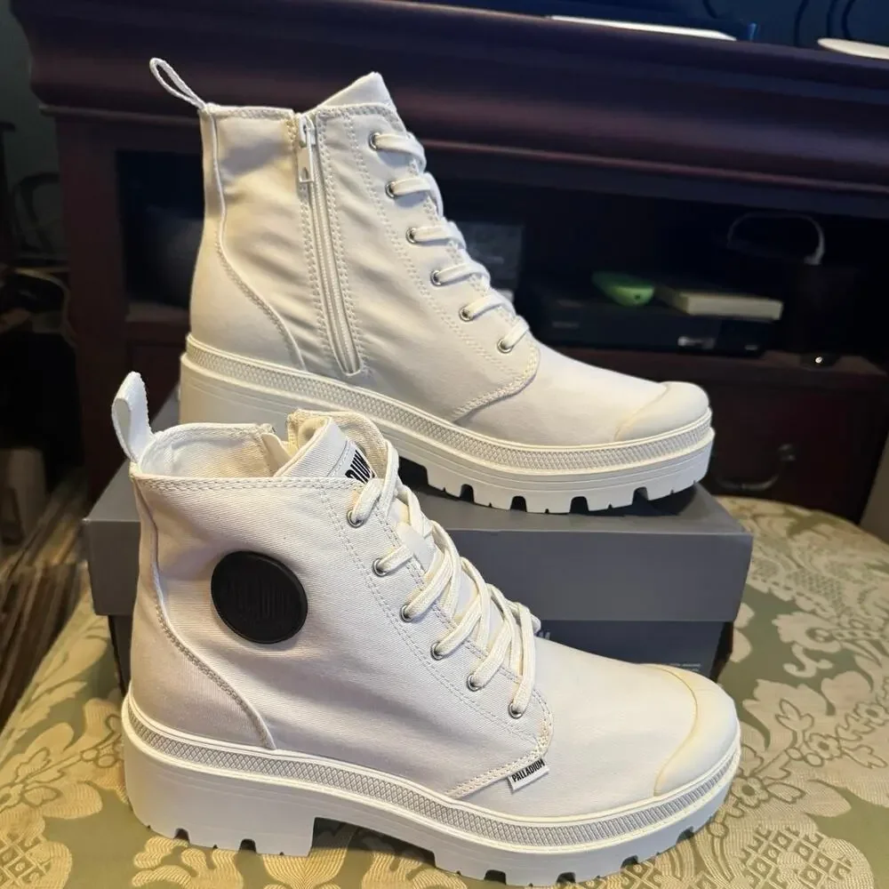 PALLADIUM Pallabase Twill in White, US Womens Size 11 / Euro Size 43 New in Box